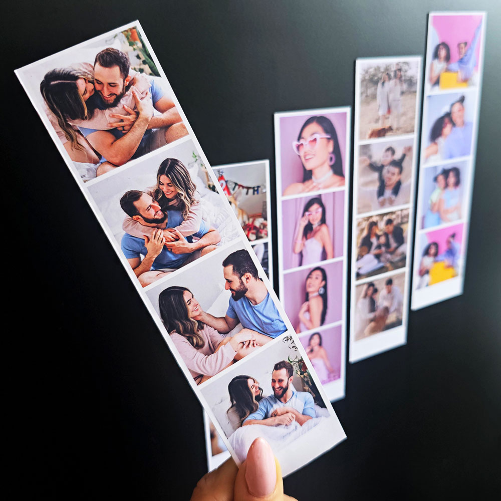 Fotokabine Magnete im Set mit verschiedenen personalisierten Fotos