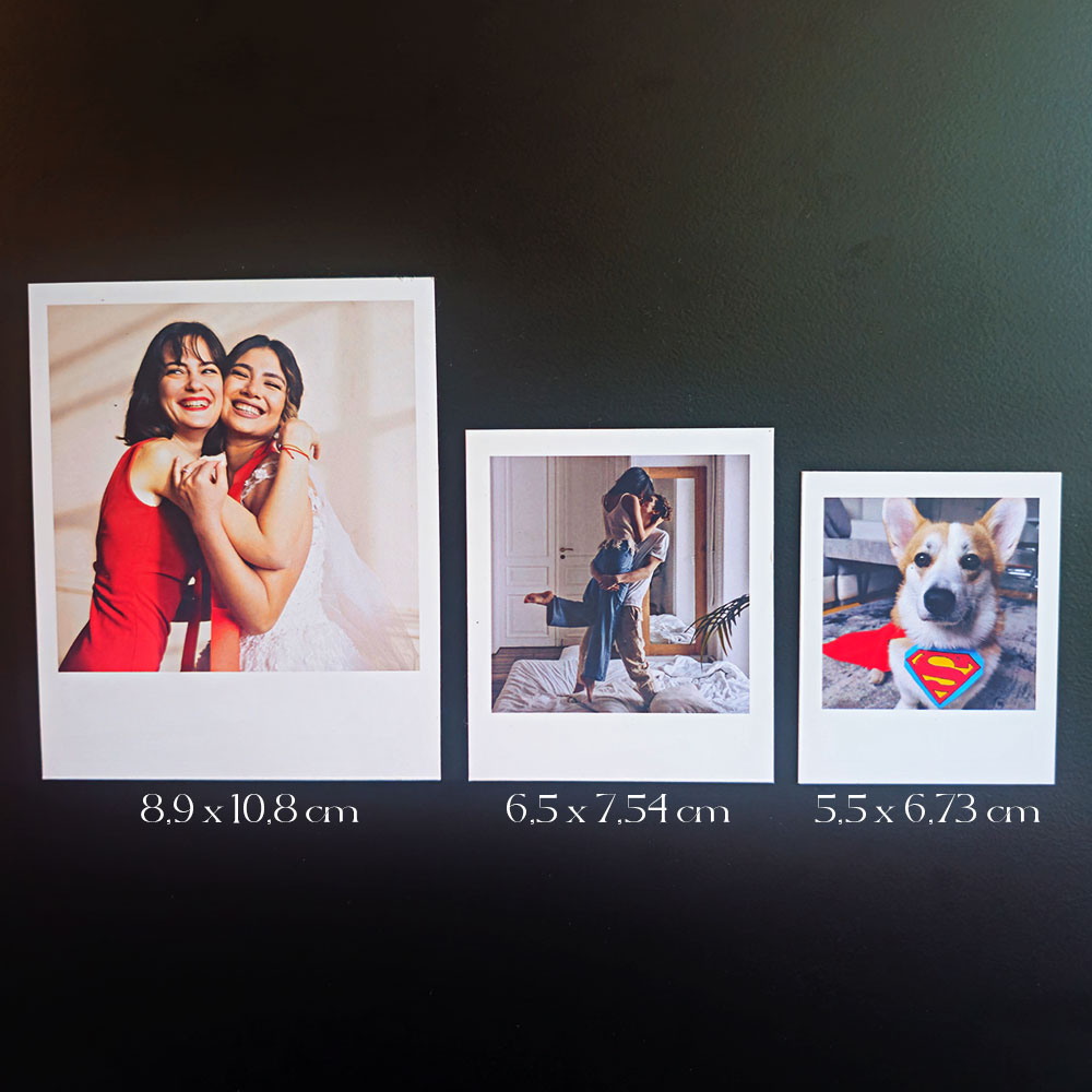 Retro Polaroid Magnete mit personalisiertem Foto und weißem Rahmen